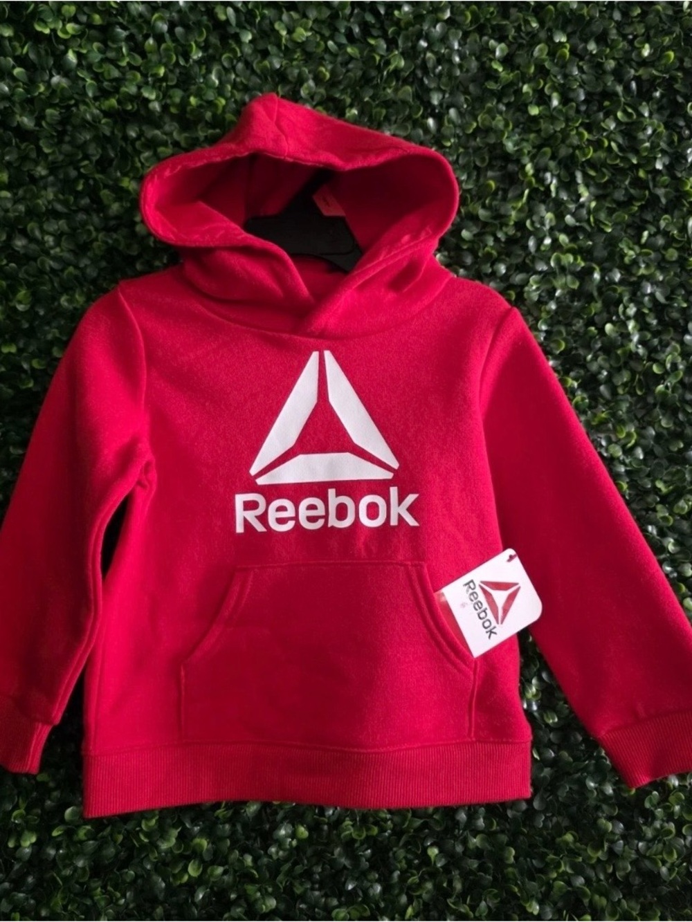 Reebok Bright Red Kids Hoodie with White Logo